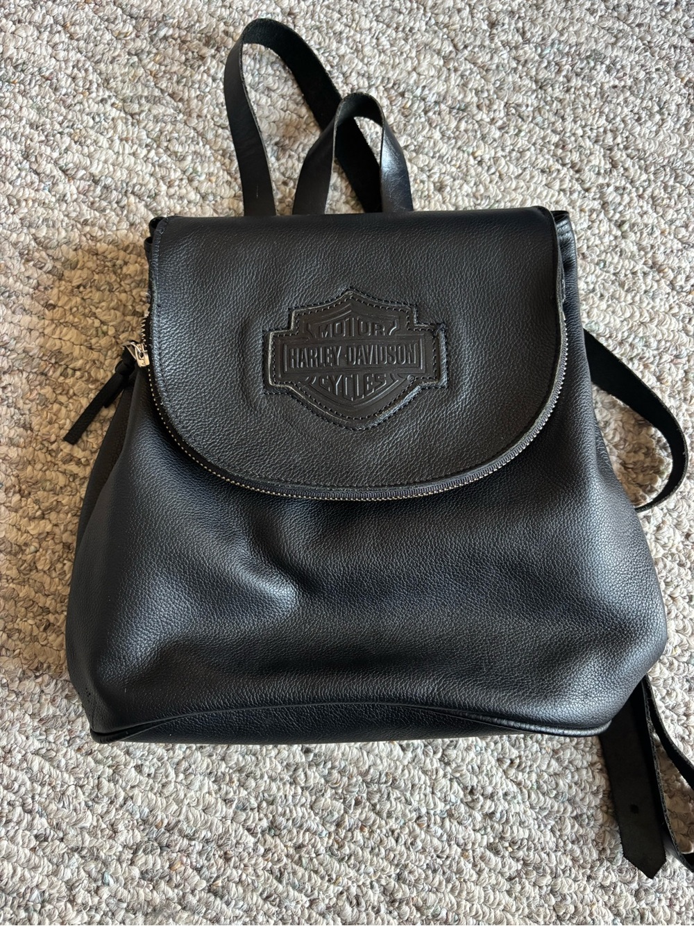 Harley-Davidson Black Pebble Leather Logo Backpack